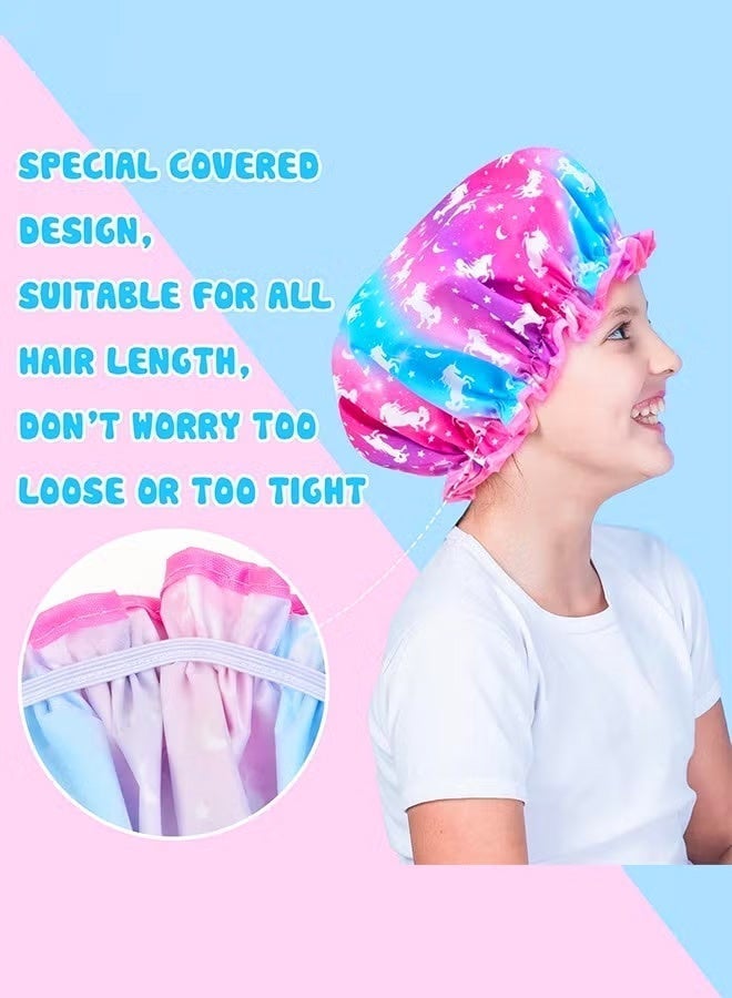 Fyliz Little Boys and Girls Shower Cap - Cute Rainbow Long Hair Children's Adjustable Waterproof Toddler Head Cap For Kids While Taking Shower - Image 3